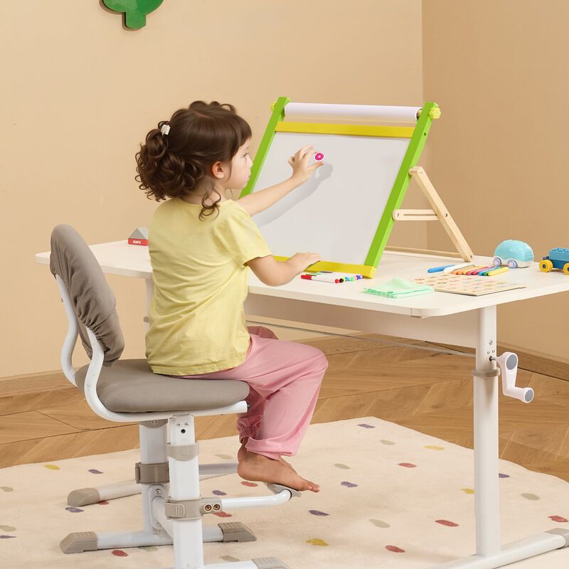 3-in-1 Wooden Kids Tabletop Art Easel with Magnetic Board, Chalkboard and Paper Roll image number 1