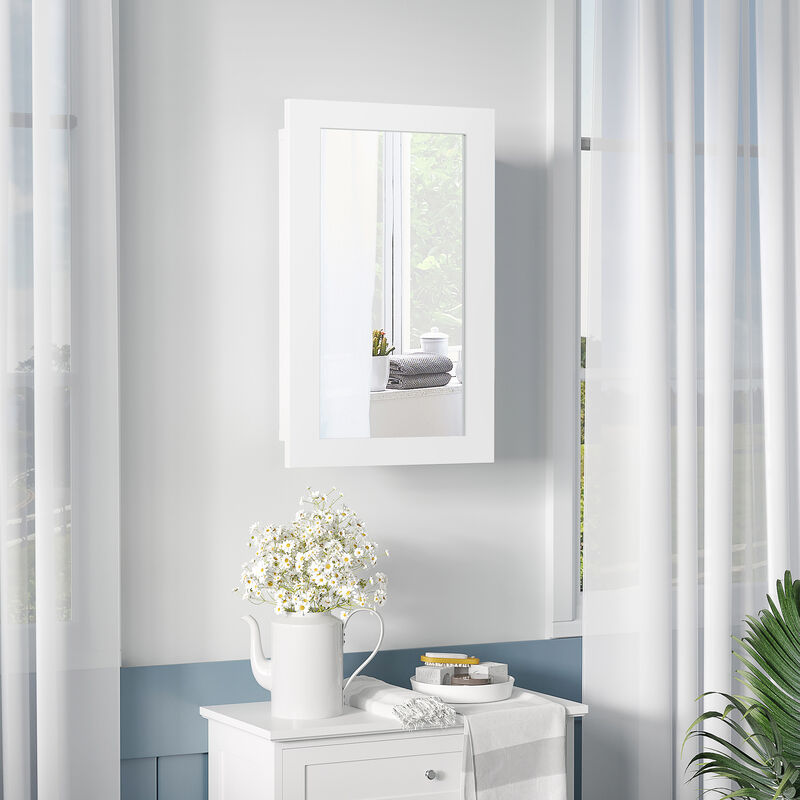 kleankin Bathroom Medicine Cabinet, Wall Mounted Mirror Cabinet, White