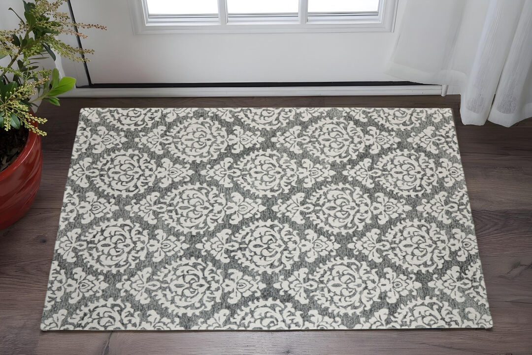 HomeRoots Floral Hand Tufted Area Rug