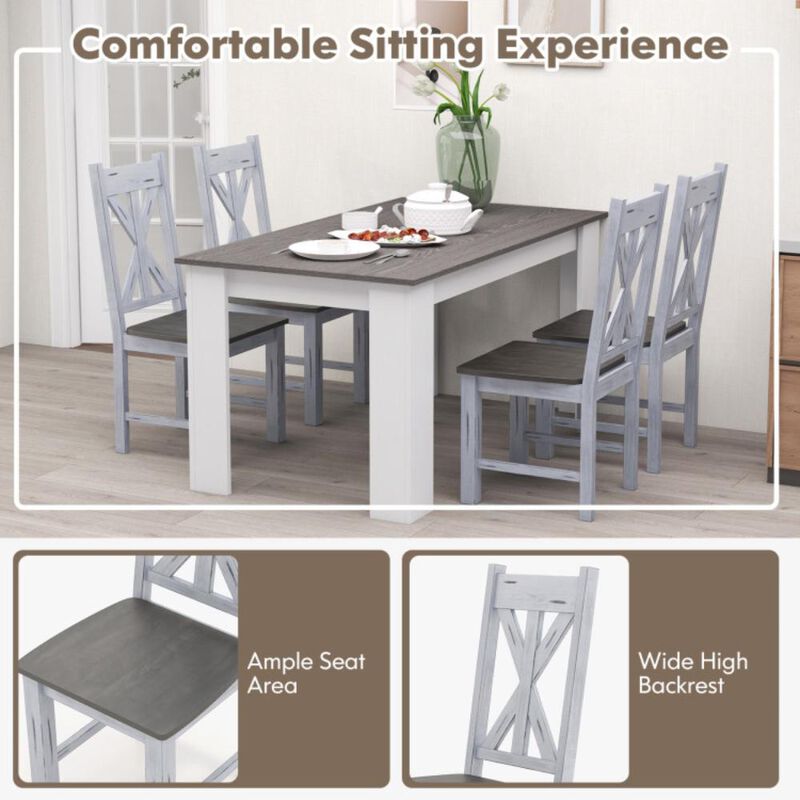 Hivvago Farmhouse Chair Set of 2 with Rubber Wood Frame and Elegant Hollowed Backrest