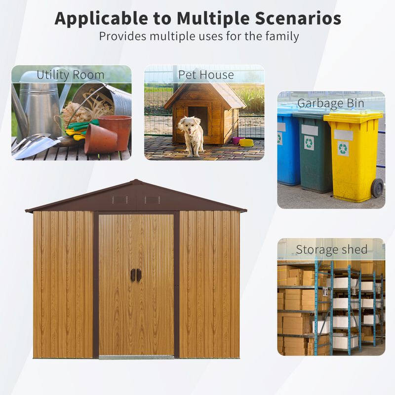 8ft x 4ft Outdoor Metal Storage Shed with Sliding Door and foundation for Backyard image number 5