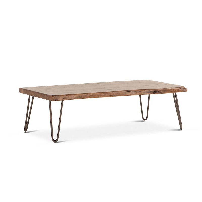 World Interiors Grandby Acacia Wood Live Edge Coffee Table in Walnut Finish image number 4
