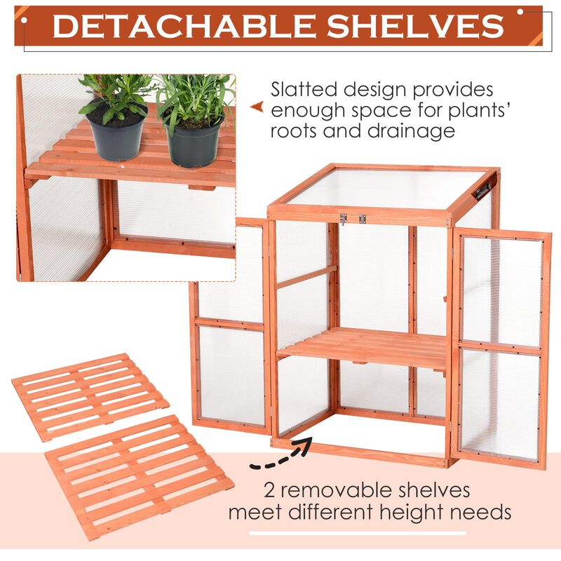 Wooden Plant Nursery: 30"x24"x43" Mini Greenhouse Cold Frame