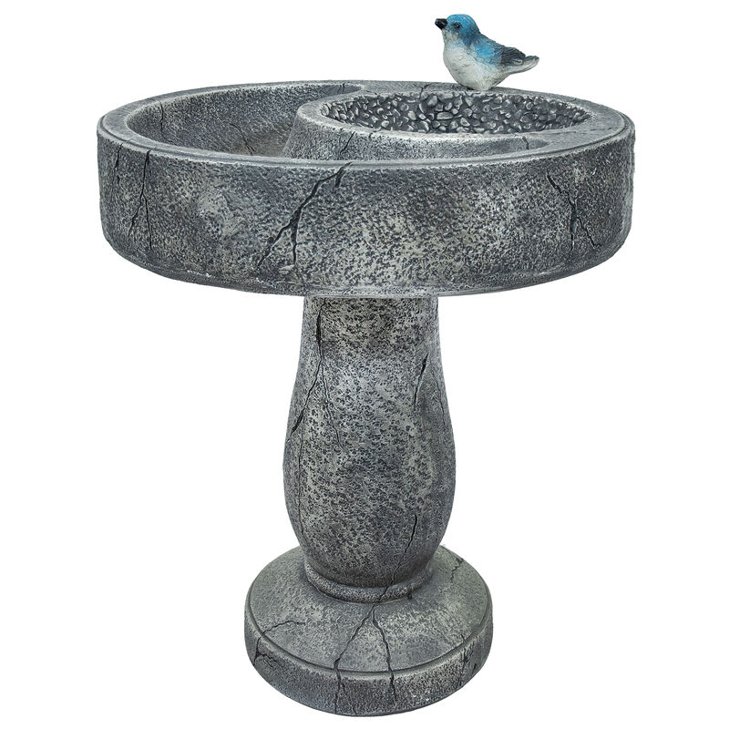 Sunnydaze Bird Bath with Birdseed Feeder Compartment - 29"