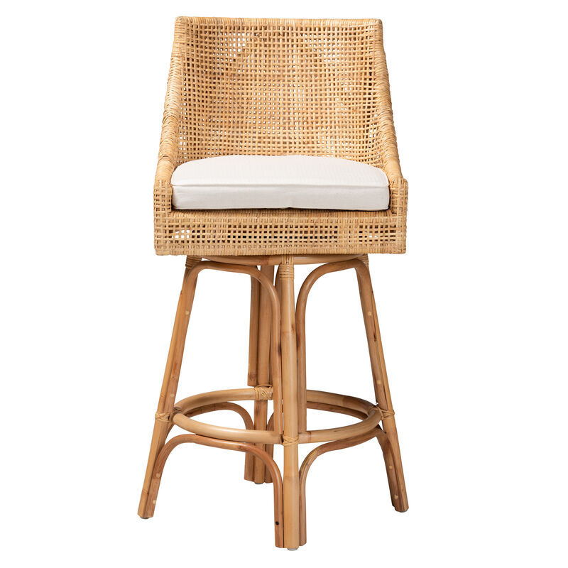 Baxton Studio Bella Modern Bohemian Natural Rattan Bar Stool