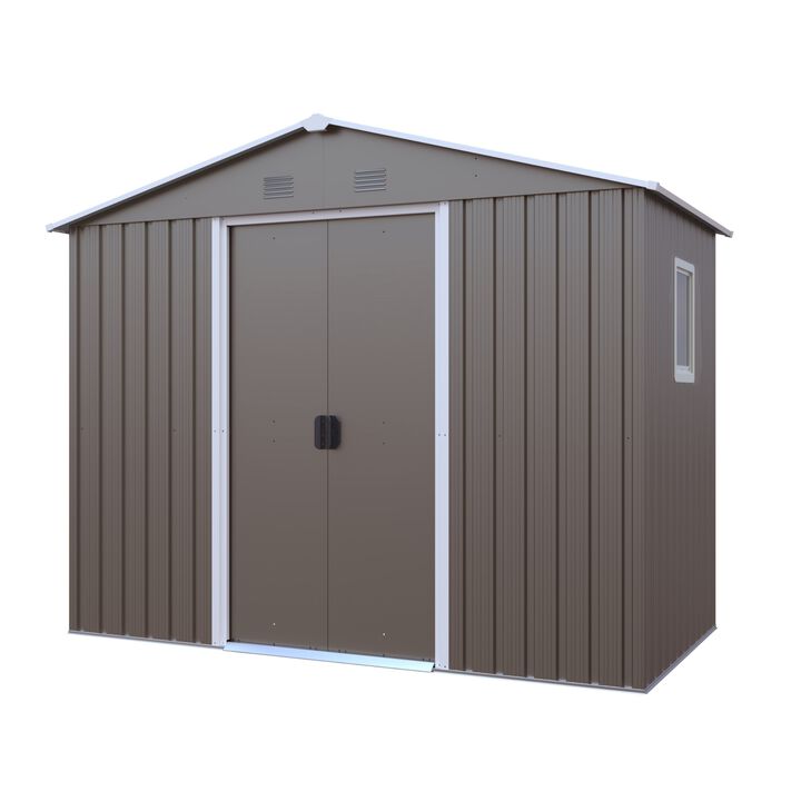 8ft x 4ft Outdoor Metal Storage Shed With window and metal foundation