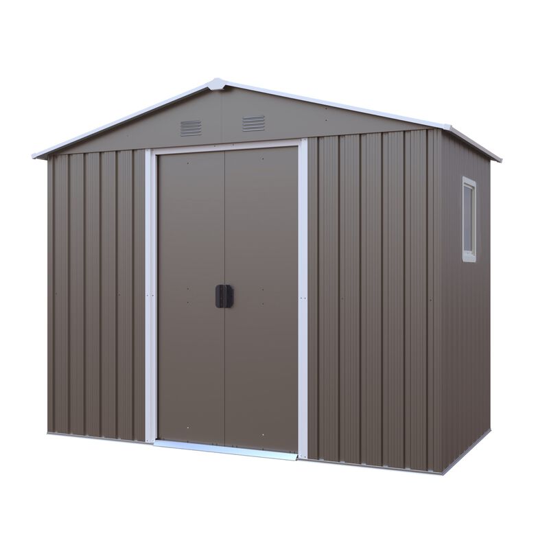 8ft x 4ft Outdoor Metal Storage Shed With window and metal foundation image number 0