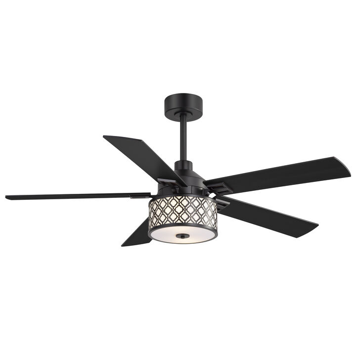 Breezary 52" Ceiling Fan with Lights, 2 E26 Bulbs Required,Remote, 6 Speeds