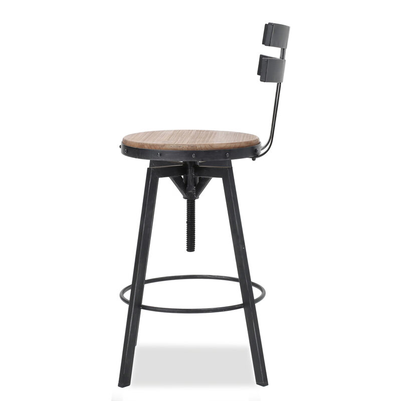 Streamdale Rustic-Chic Barstool Fir Wood Seat, Metal Frame