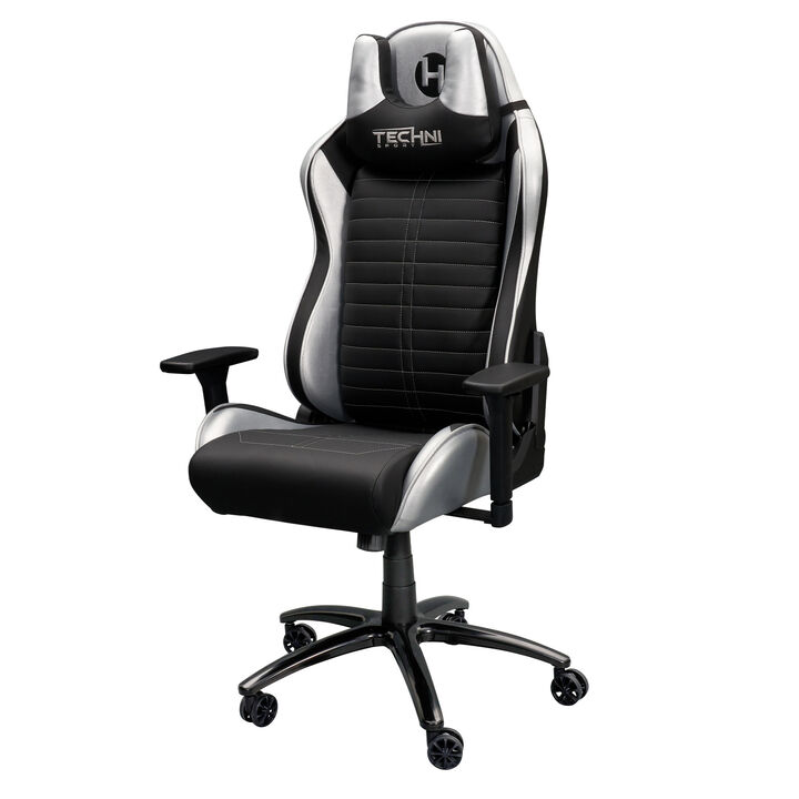 Ergonomic Racing Style Gaming Chair - Silver