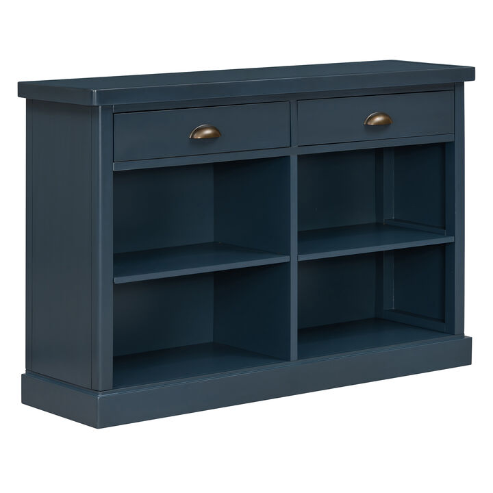 Hegrer 2 Drawers and Open Storage Shelves  Console Table