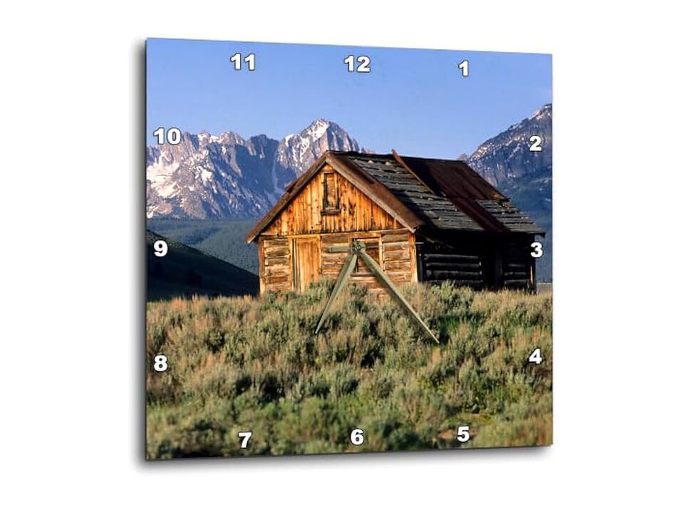 Log Cabin Sawtooth Mountains Stanley Idaho Wall Clock 13 Inch Home Decor