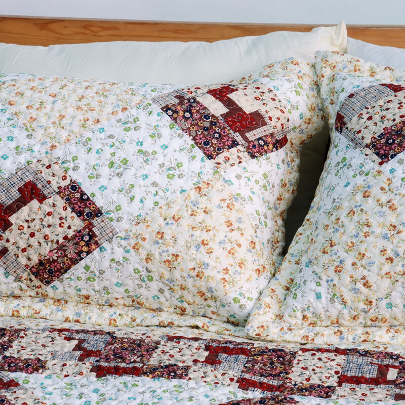 Fantasy Flowers 2 Piece Cotton Floral Quilt Set Soft Quilted Twin Bedding image number 3