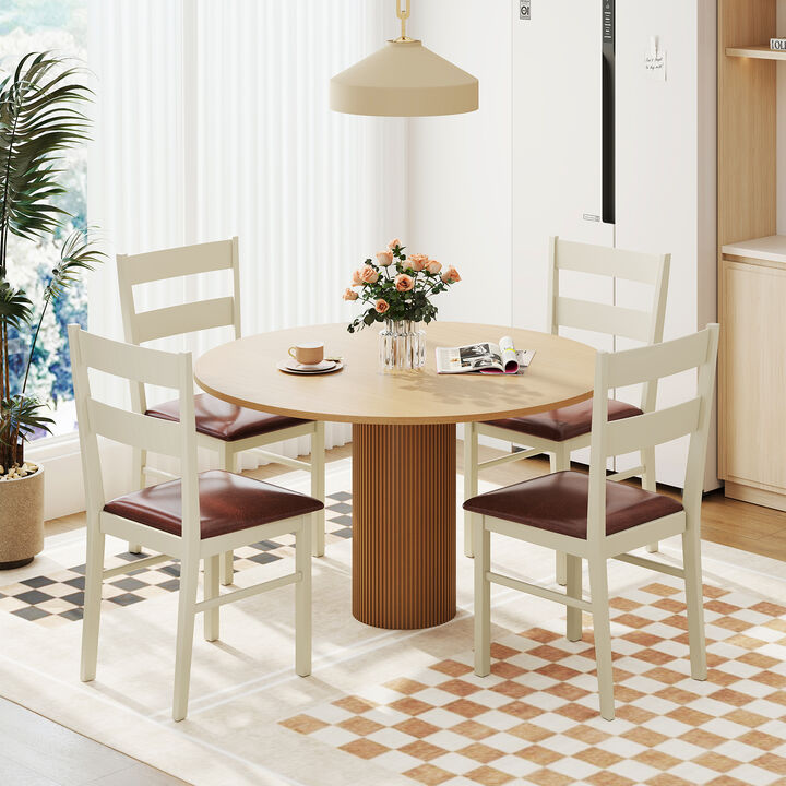 Set of 2 Kitchen Armless Dining Chairs – Solid Wood Frame and PU Leather Upholstery