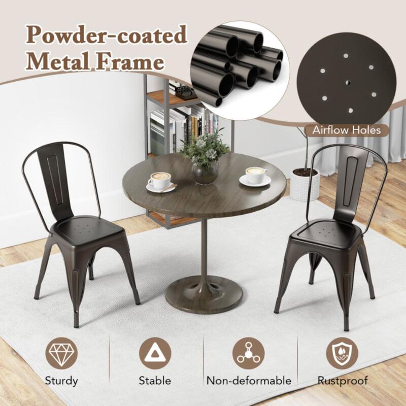 Hivvago Metal Dining Chairs Set of 4 with Removable Backrest for Dining Room Restaurant Living Room