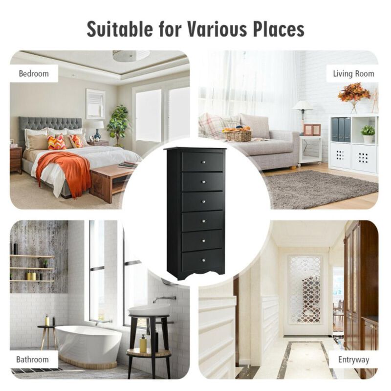 Hivvago 6 Drawers Chest Dresser Clothes Storage Bedroom Furniture Cabinet
