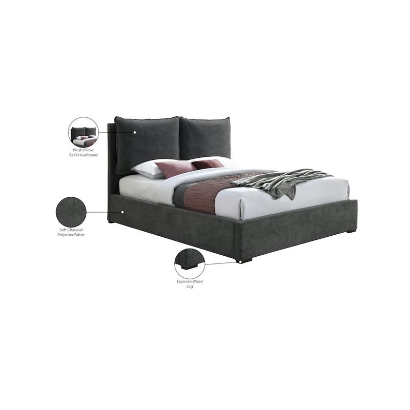 Meridian Furniture Misha Pepper Black Polyester Fabric King Bed