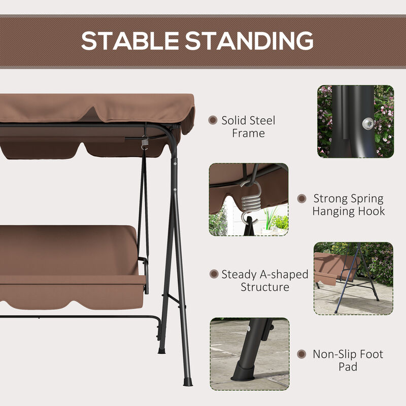 Hivvago Patio Swing Chair with Steel Frame and Adjustable Shade image number 5