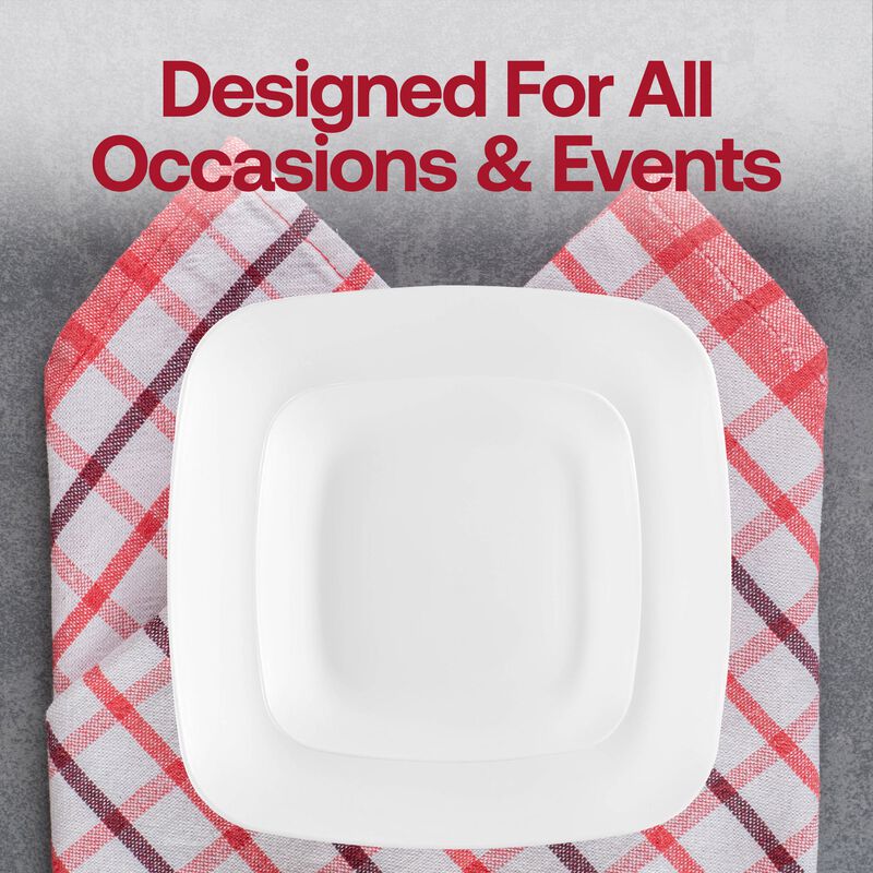 Solid White Flat Rounded Square Plastic Dinnerware Value Set (40 Sets) image number 7