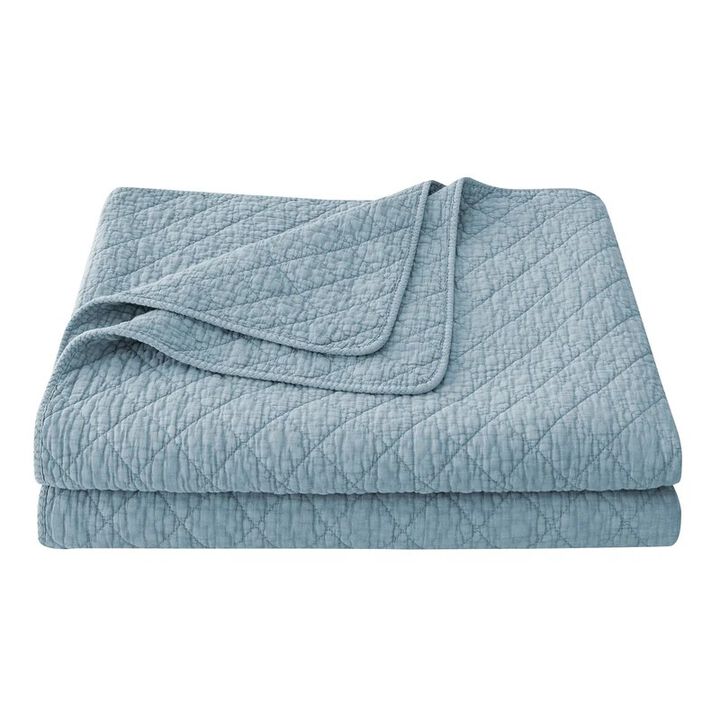 Stonewashed Cotton Gauze Light Blue King Quilt Set