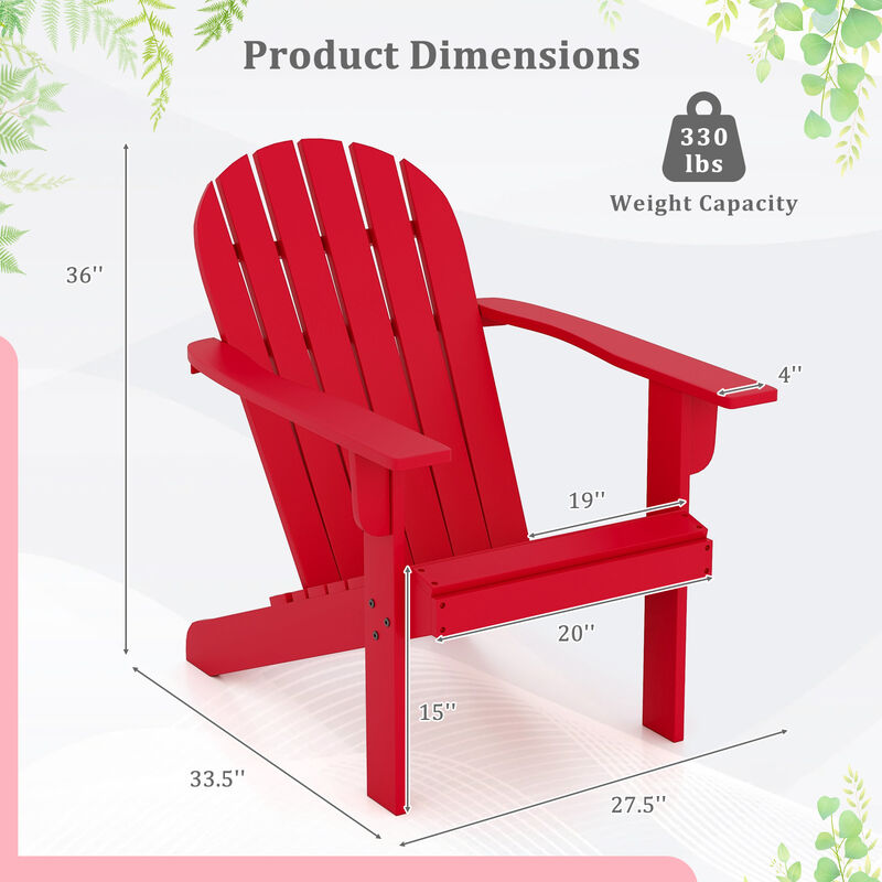 Adirondack Patio Lounge Chair with Inclined Seat and Wide Armrests