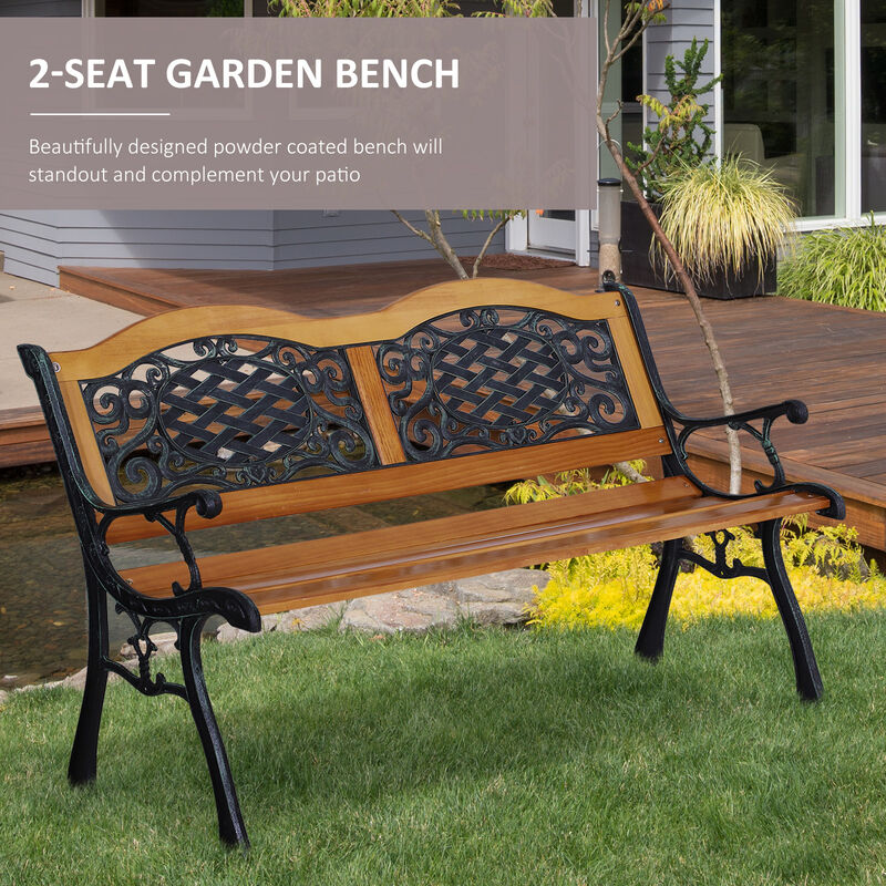 Hivvago 50" Outdoor Garden Bench with Wood & Metal Frame image number 3