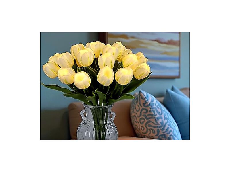 20 Stems LED Lighted Artificial Flowers Tulip Lamp Real Touch Tulips Faux Flower image number 2