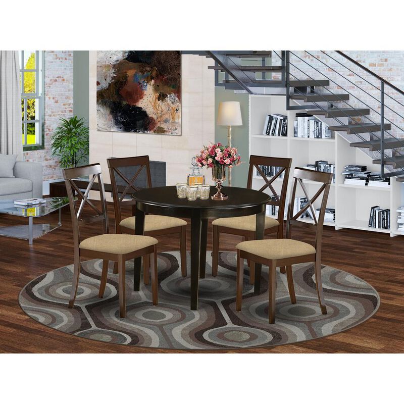 5 PC small Kitchen Table set-round Table and 4 Dining Chairs