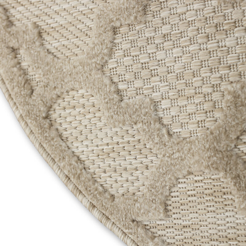 HomeRoots 8' Cream Round Geometric Indoor Outdoor Area Rug image number 3