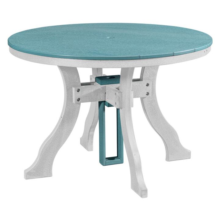 American Furniture Classics Dining Height Round Table in Aruba Blue with a White Base