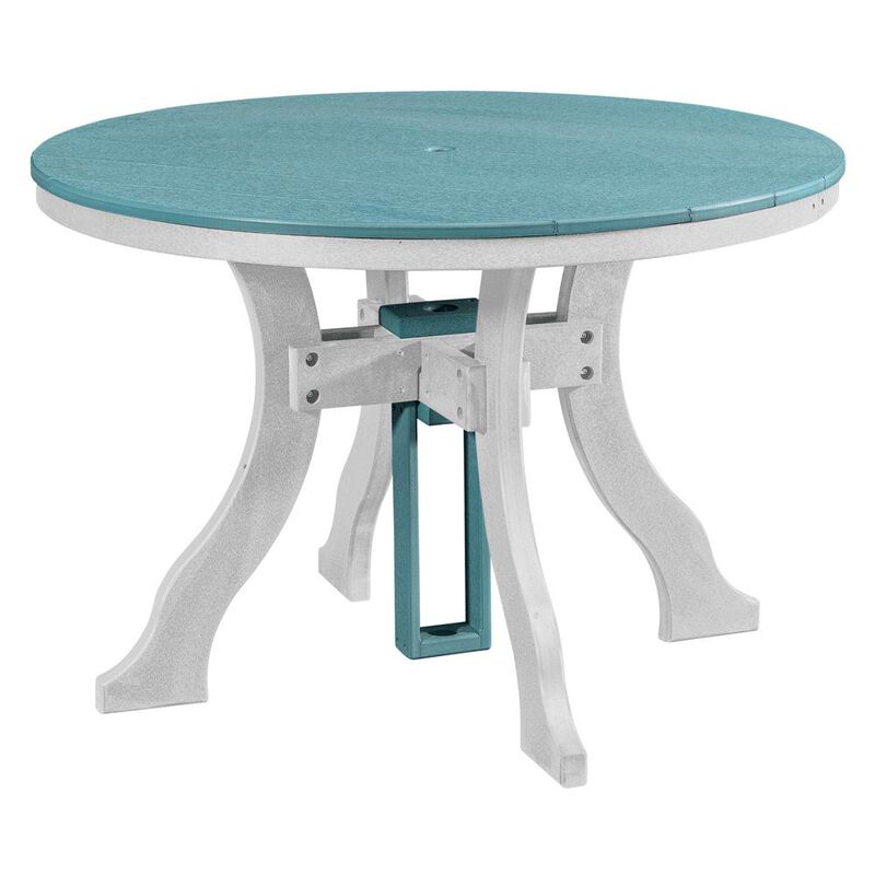 American Furniture Classics Dining Height Round Table in Aruba Blue with a White Base
