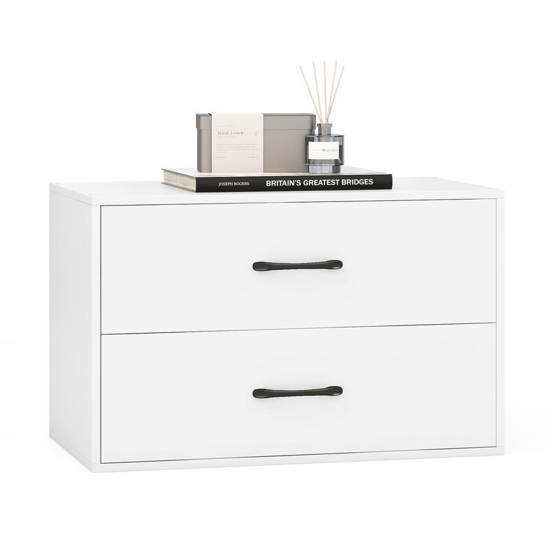 2-Drawer Stackable Horizontal Storage Cabinet Dresser Chest with Handles for Bedroom or Living Room