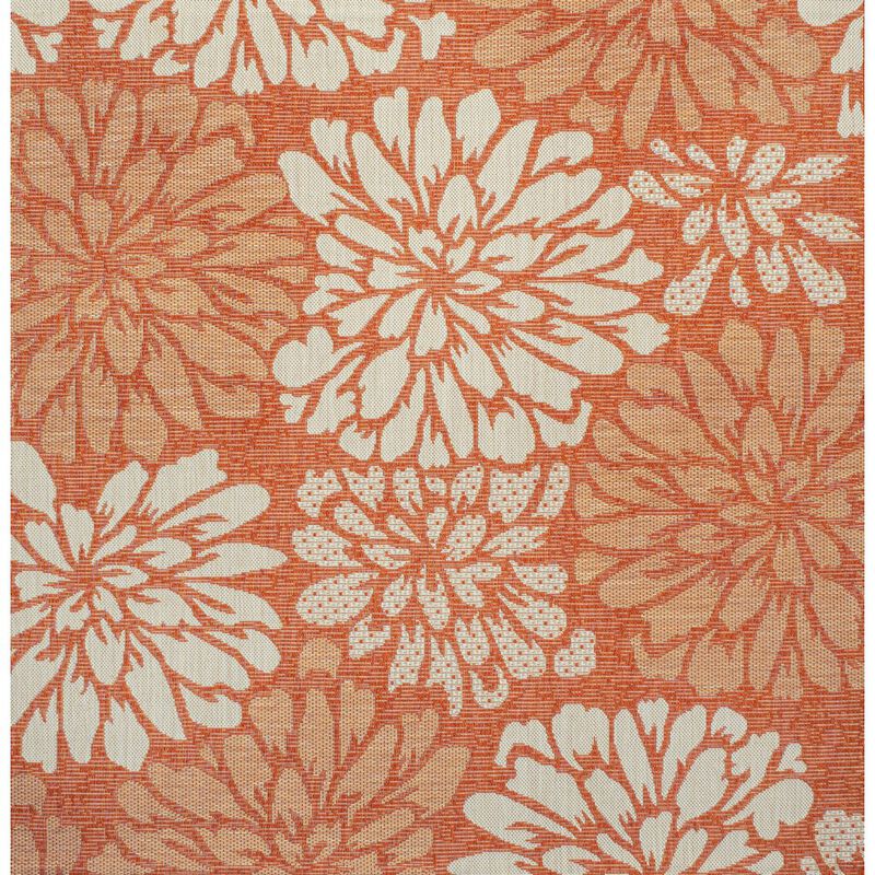 Zinnia Modern Floral Textured Weave Square Indoor/Outdoor Area Rug