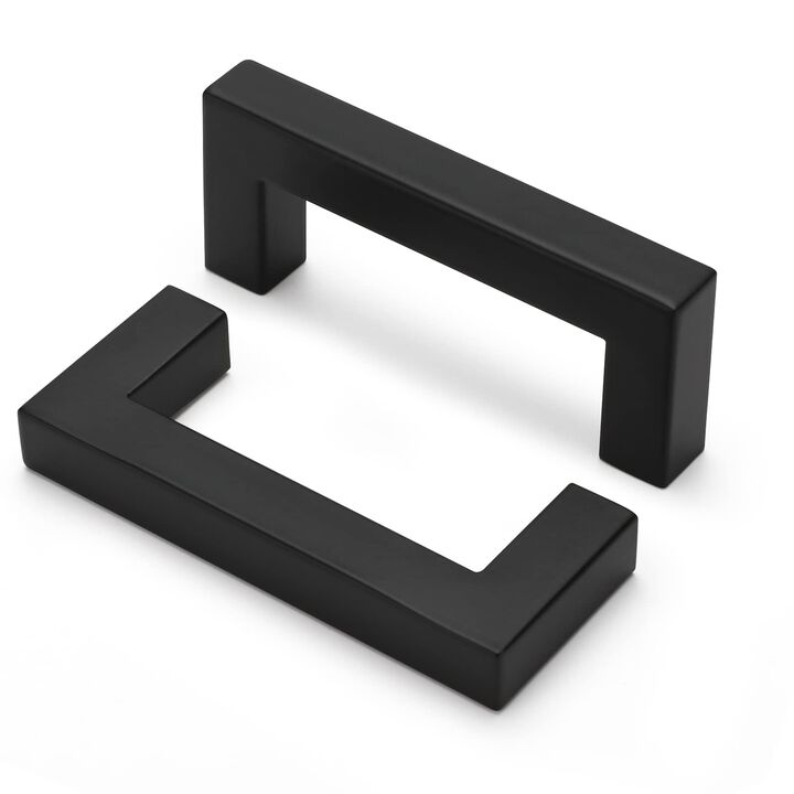 goldenwarm Black Drawer Pulls Cabinet Pulls for Kitchen Bathroom Drawer Door Cabinet, LSJ12BK76, 3 Inch 45 Pack Matte Black Flat