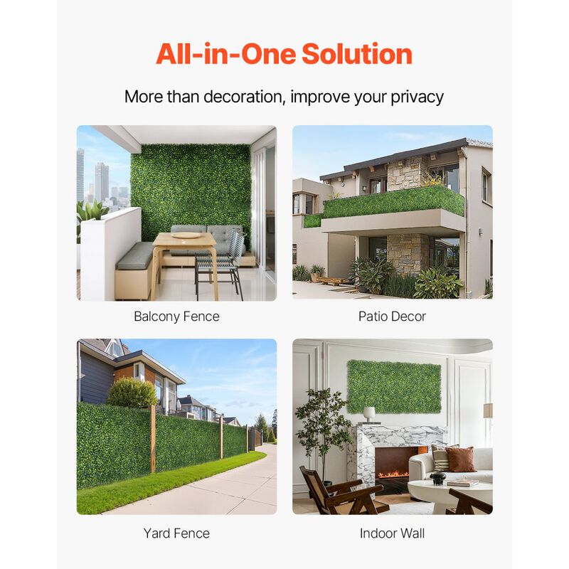 Milan Artificial Grass Wall Panels Boxwood Privacy Hedge for Garden Fence and Wall Decor-Green image number 5