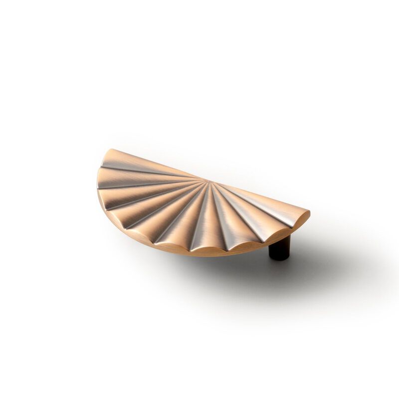 Goo-Ki Modern 2.5''Hole Centers Brushed Copper Cabinet Pulls, Accessible LuxuryZinc Alloy Drawer Pulls with Fan-Shaped,6 Pack