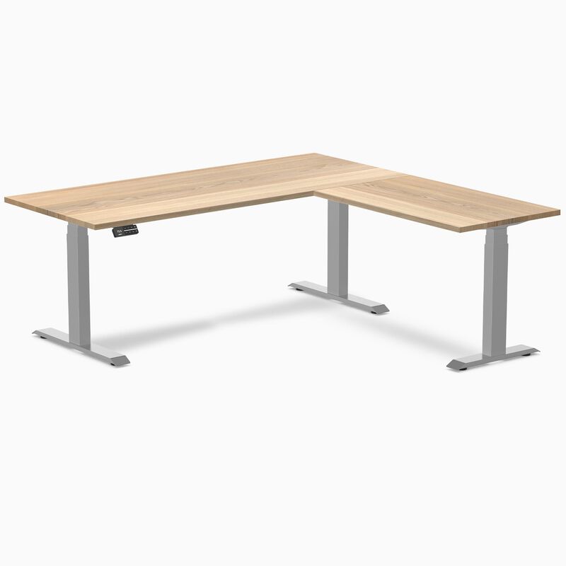 Desky Hardwood L-Shape Sit Stand Desk image number 0