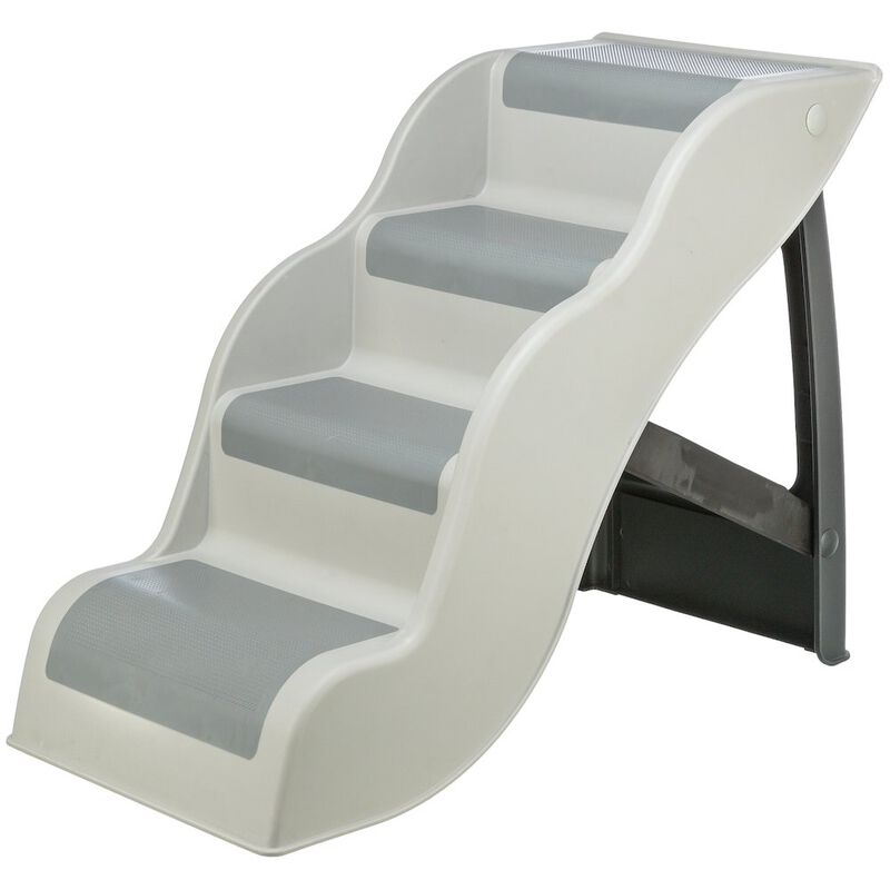 TRIXIE 4-Step Pet Stairs, Lightweight and Collapsible Steps Ideal for Dogs & Cats, Gray image number 0