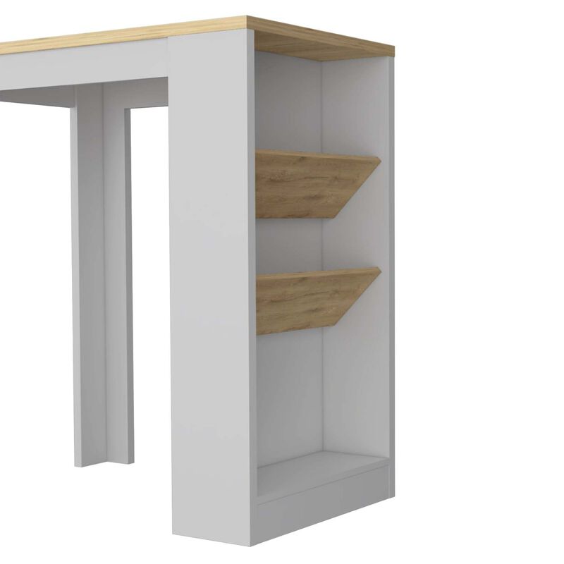 Streamdale Desoto Wine Storage Pedestal Kitchen Island White And Macadamia image number 6