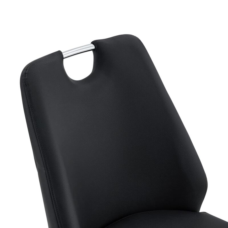 Set of 2 PU Leather Dining Chairs, High Back Upholstered Dining Chair with Ring Pull Handle, Modern Rectangular Back Dining Chair image number 5