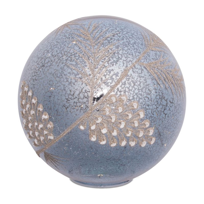Winter LED Pinecone Globe Set – Decorative Lighted Globes with Faux Snow and Pine Accents for Festive Styling