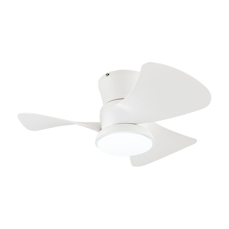 31 in. Matte White Integrated LED Propeller Hugger Ceiling Fan with Light and Remote
