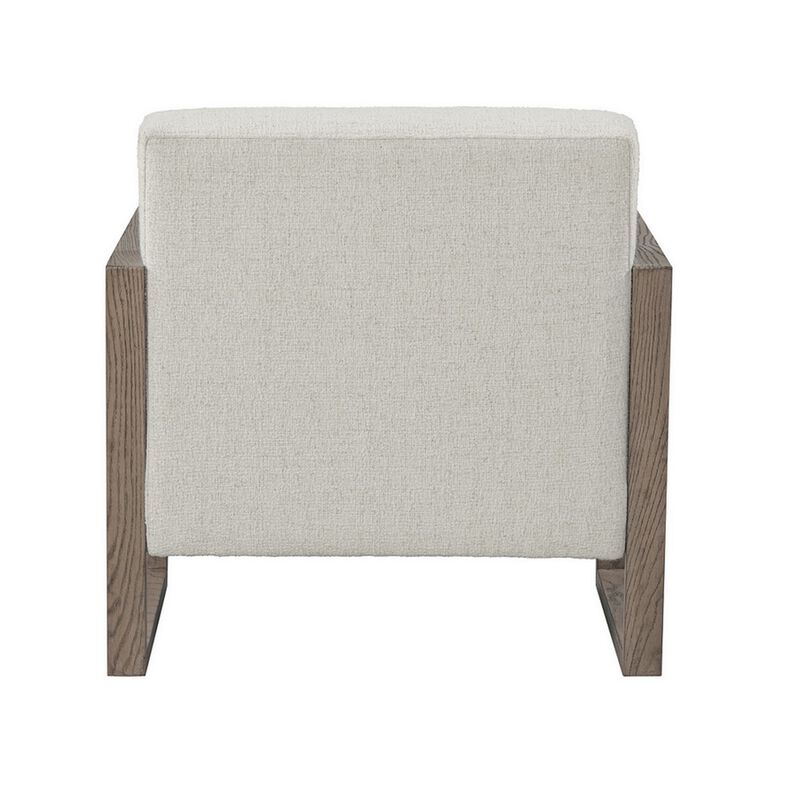 Cvi 31 Inch Armchair, Cushioned Seat, Taupe Framed Legs, Off White Finish