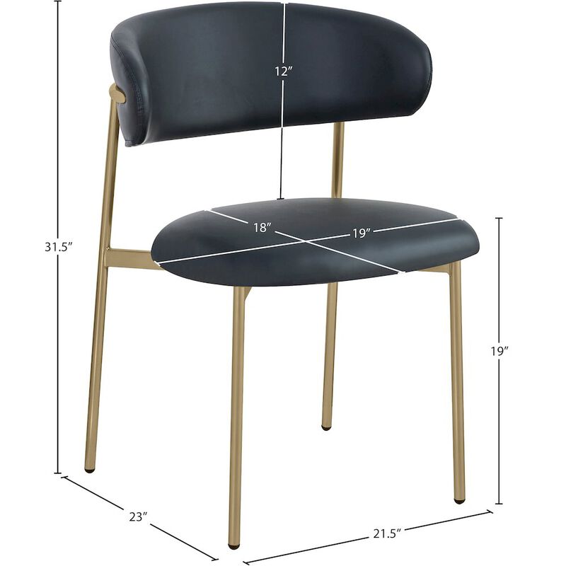 Meridian Furniture Lupita Black Vegan Leather Dining Chair, Set of 2