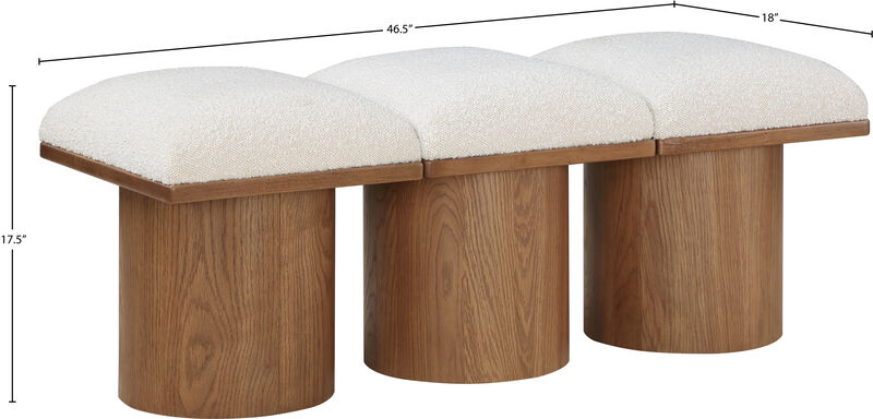 Meridian Furniture Pavilion Cream Boucle Fabric Bench