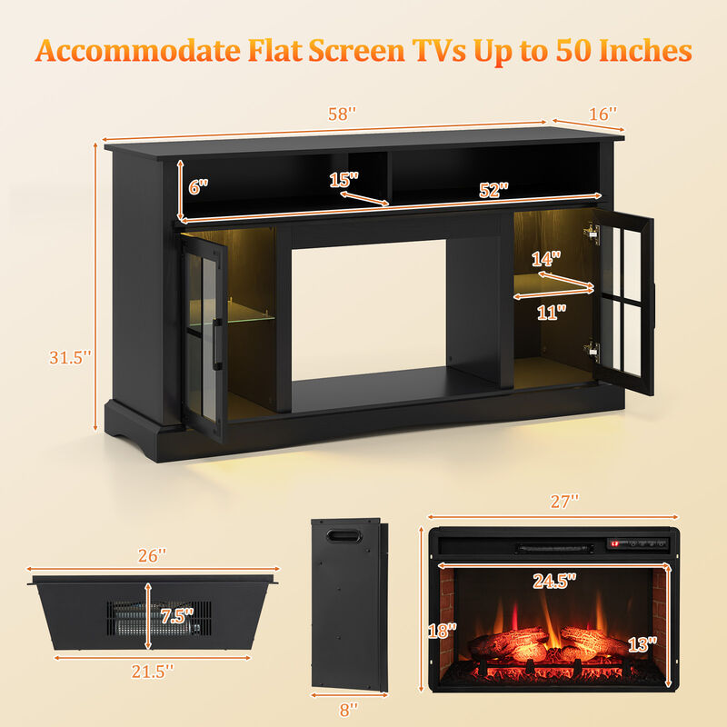 Electric Fireplace TV Stand with Remote Control and Thermostat for Living Room image number 2