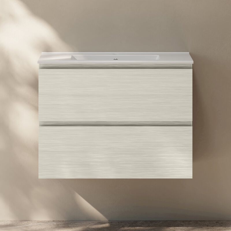 Liberte 30" Wall-Mounted Bathroom Vanity in White Oak with Sink Top image number 5