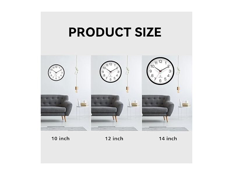 Atomic Black Wall Clock 12 Inch Battery Operated Living Room Decor image number 2