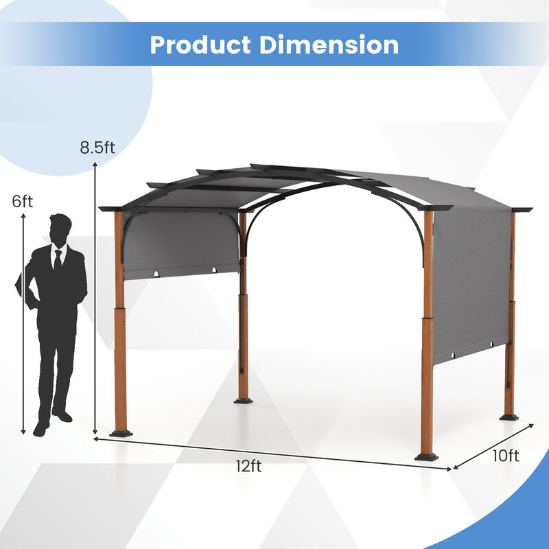 10 x 12 FT Outdoor Retractable Pergola with Retractable Canopy for Patio