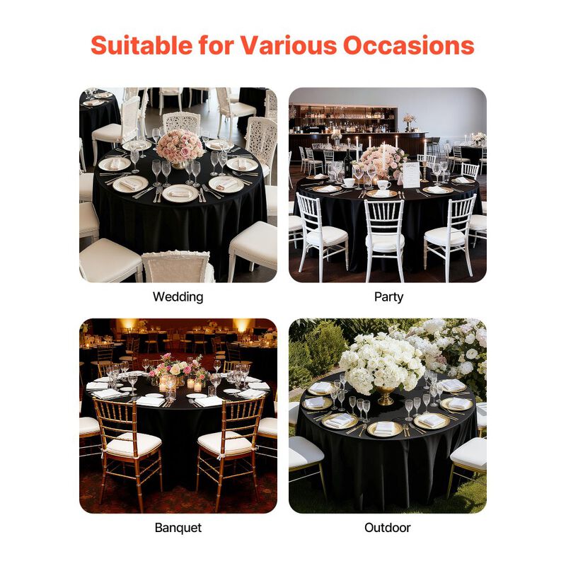 Round Tablecloth Set, Machine Washable Polyester Covers for Wedding, Banquet & Events image number 3